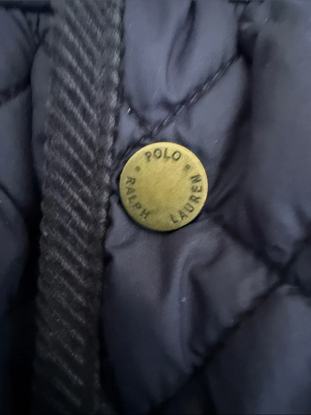 Ralph Lauren Quilted Navy Puffer Jacket with Cord Trim